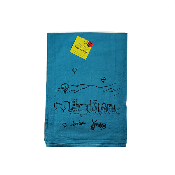 Dyed Boise Balloon Tea Towel, flour sack towel