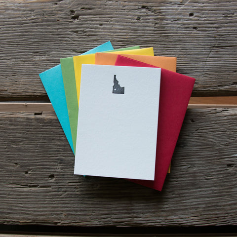 Idaho Heart Note Cards 10 pack White, letterpress printed eco friendly