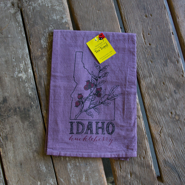 Dyed Idaho Huckleberry Tea Towel, flour sack towel