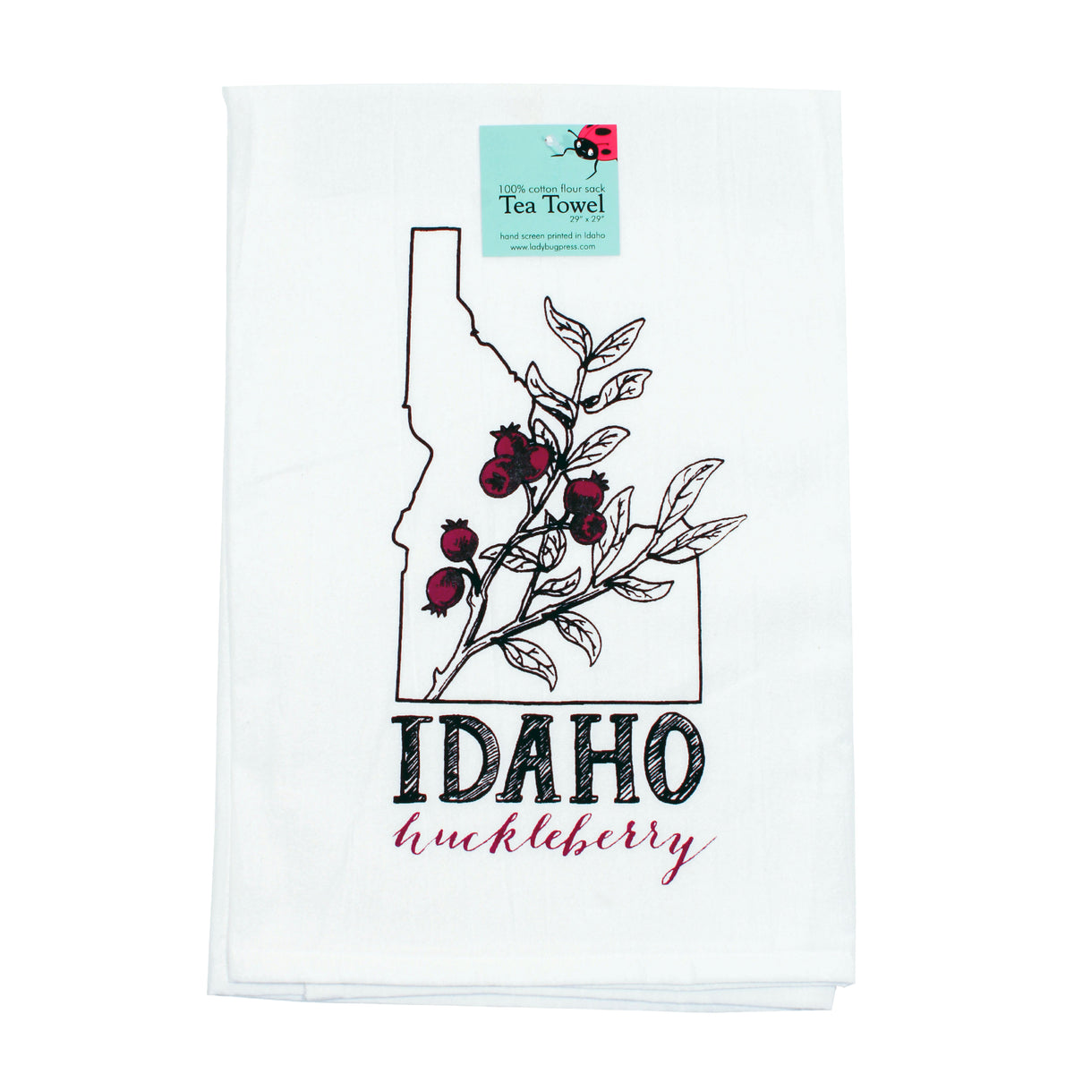 Idaho Huckleberry Tea Towel, flour sack towel Handmade Idaho