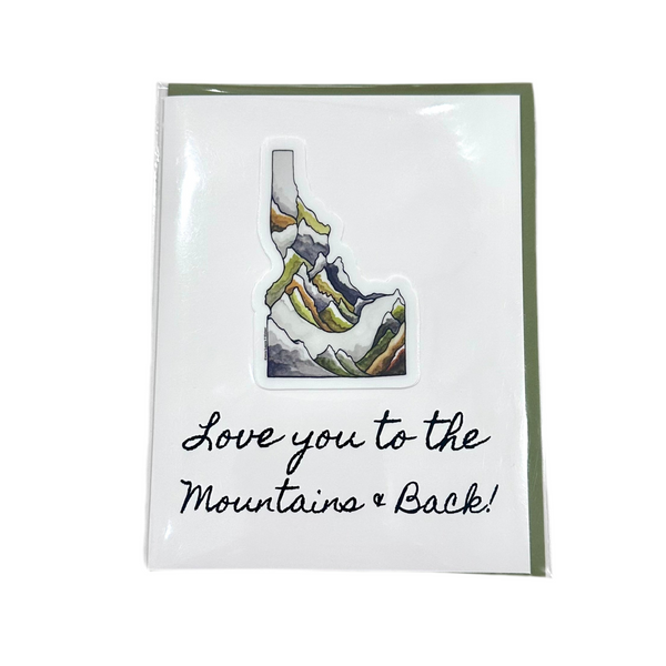 Lauren T Kistner Arts Card + Sticker "Love You to the Mountains and Back!"