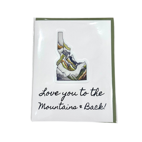 Lauren T Kistner Arts Card + Sticker "Love You to the Mountains and Back!"
