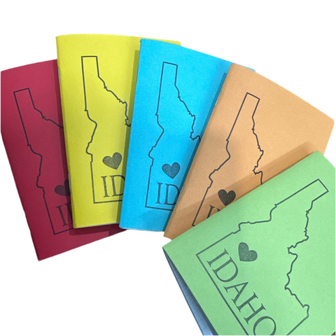 Idaho Notebook, Staple Bound with heart, letterpress printed eco friendly