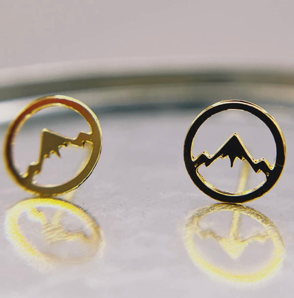 Mini Mountainscape Stud Earring, Gold