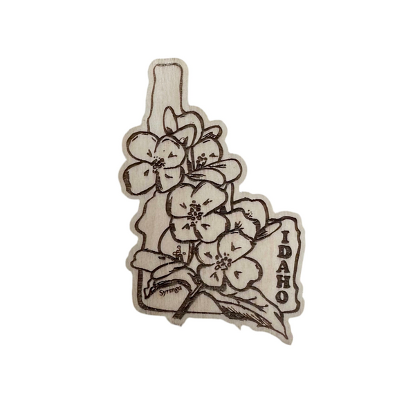 Idaho Syringa, Idaho’s State Flower Wood Magnet