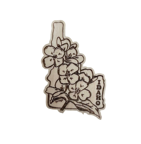 Idaho Syringa, Idaho’s State Flower Wood Magnet