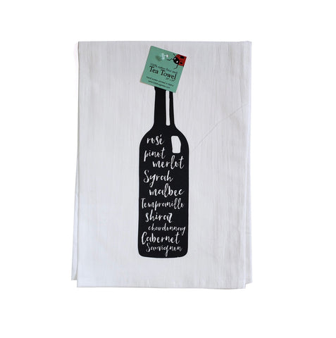 Wine Bottle Tea Towel, flour sack dish towel