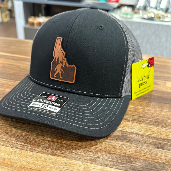 Idaho Yeti & Trees on Black Adjustable Hat