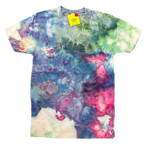 Ice Dyed Boise Skyline Adult T-shirt, Eco Friendly Waterbased Inks