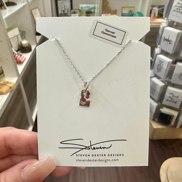 Idaho Necklace with 1-3 garnets, Steven Dexter Designs