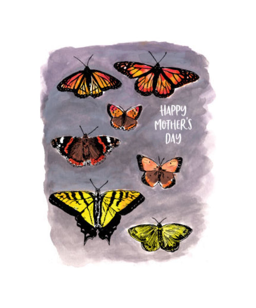 Happy Mother's Day Butterflies, letterpress printed card.