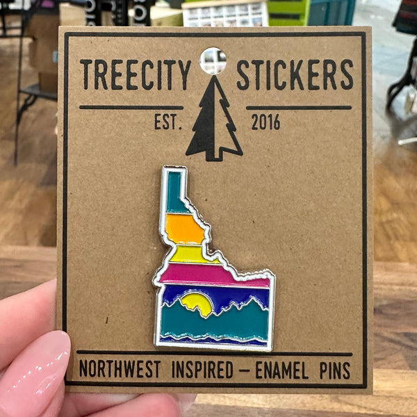 Scenic Neon Idaho Enamel Pin