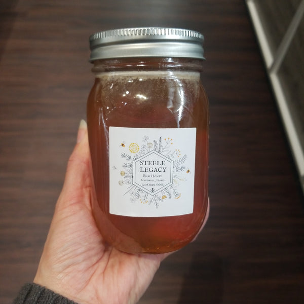 Steele Legacy Local Honey 24oz Pint Jar, Sweet Clover or Wildflower!