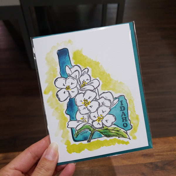 Idaho Syringa, Idaho’s State Flower Card, Letterpress Printed Greeting Card