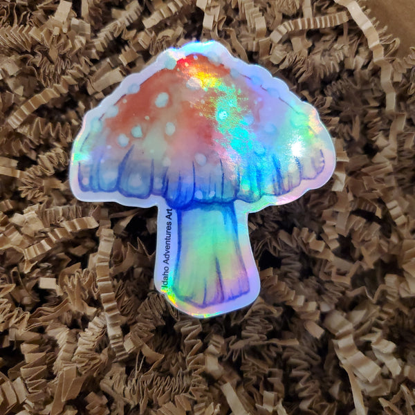 Mushroom Sticker, Holographic