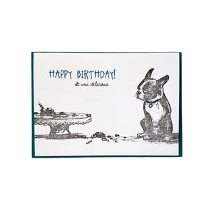 Happy Birthday it was delicious, letterpress printed greeting card