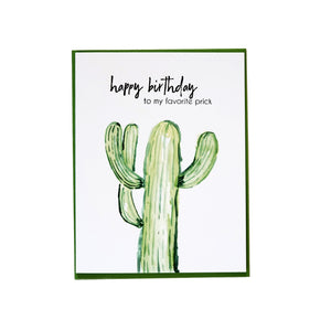 Happy birthday to my favorite prick, cactus card, letterpress printed eco friendly