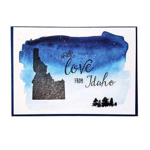 With Love From Idaho Starry Night Letterpress Printed Greeting Card, Eco-friendly