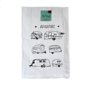 Vintage Campers Tea Towel, flour sack towel