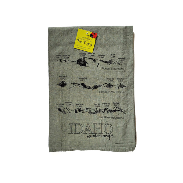 Dyed Idaho Mountain Ranges Tea Towel, flour sack towel