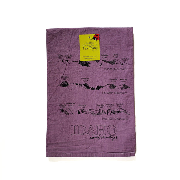 Dyed Idaho Mountain Ranges Tea Towel, flour sack towel