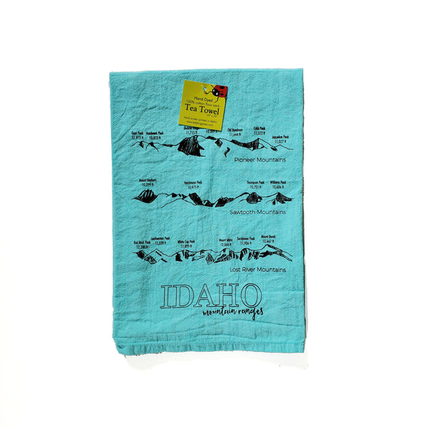 Dyed Idaho Mountain Ranges Tea Towel, flour sack towel