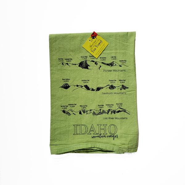 Dyed Idaho Mountain Ranges Tea Towel, flour sack towel