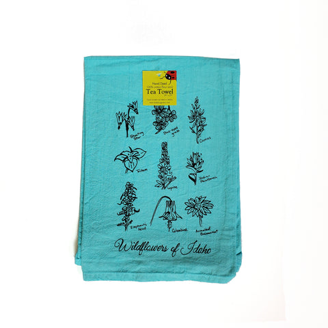 Dyed Wildflowers of Idaho Tea Towel, flour sack dish towel