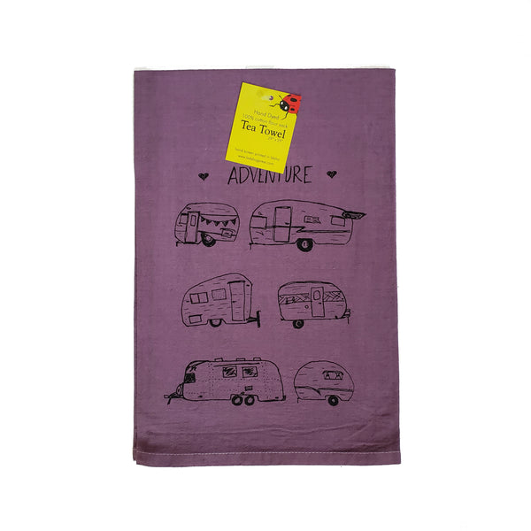 Dyed Vintage Campers Tea Towel, flour sack towel