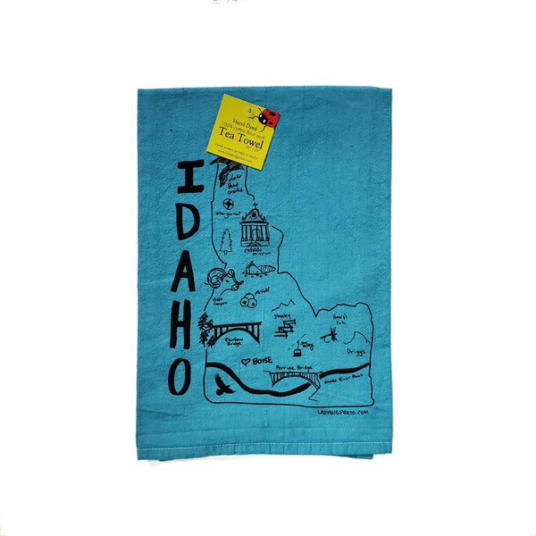 Dyed Idaho Map Tea Towel, flour sack towel
