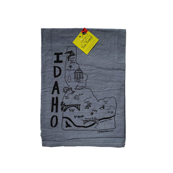 Dyed Idaho Map Tea Towel, flour sack towel