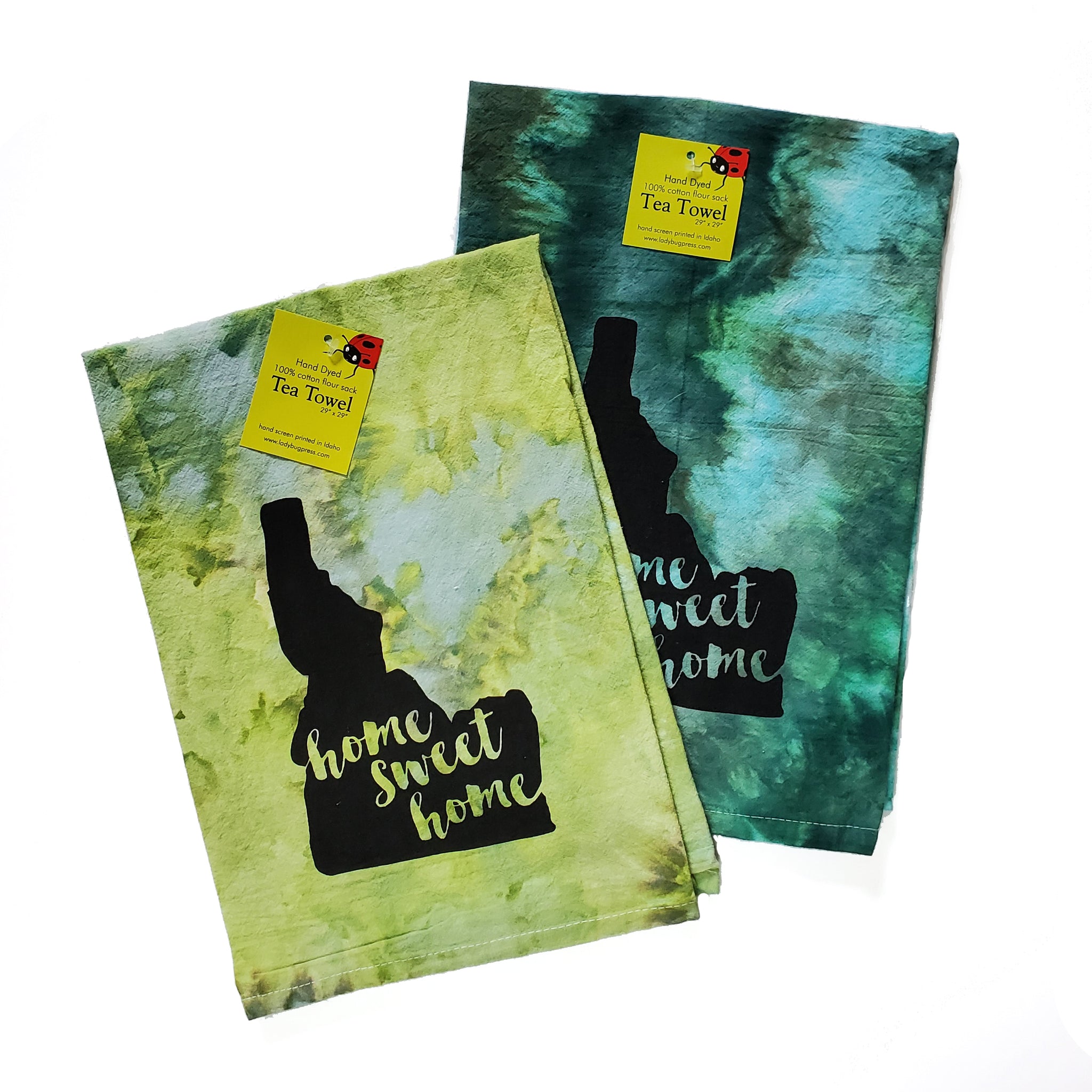 Dyed home sweet home Idaho Tea Towel, flour sack towel