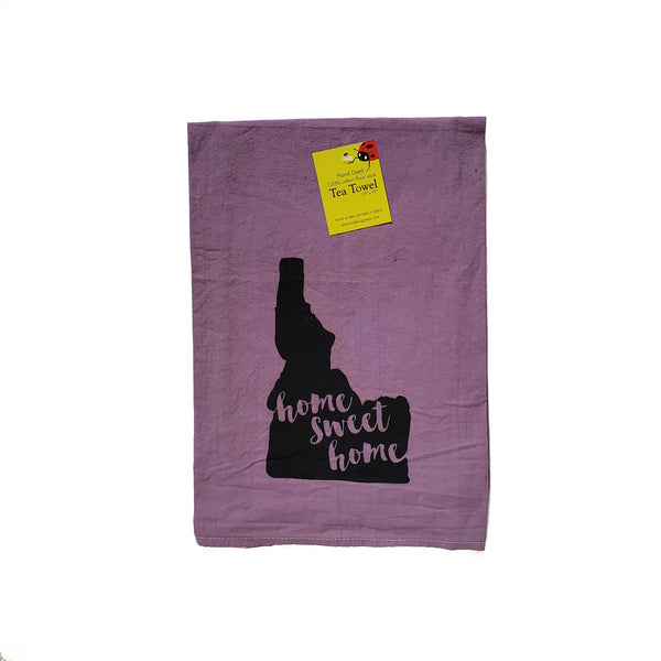 Dyed home sweet home Idaho Tea Towel, Hand drawn and Screen Printed flour sack towel