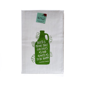 Beer is Proof Tea Towel, flour sack towel Ben Franklin quote