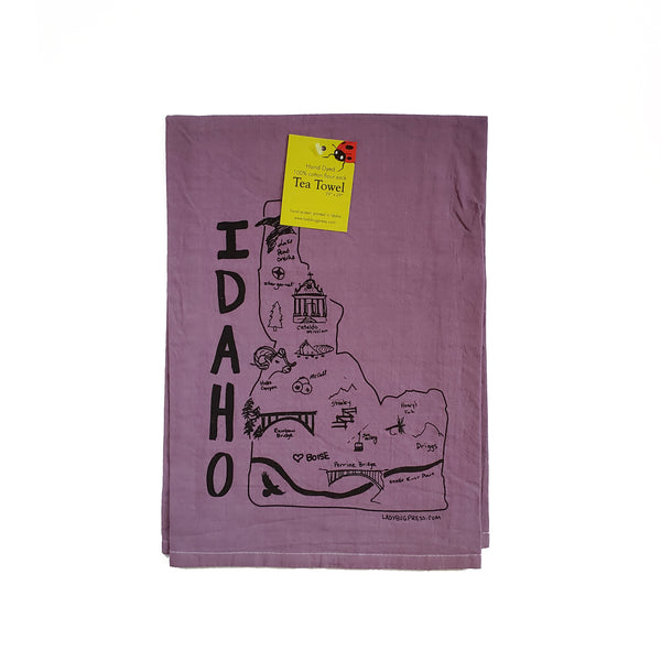 Dyed Idaho Map Tea Towel, flour sack towel
