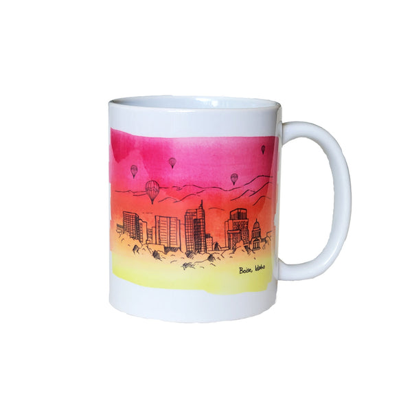 Boise Skyline mug, CERAMIC watercolor