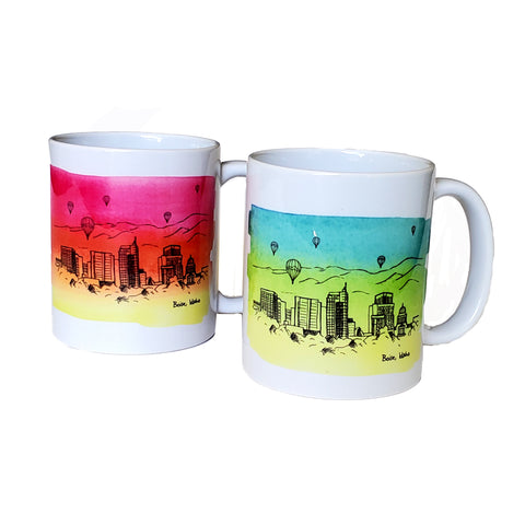 Boise Skyline mug, CERAMIC watercolor