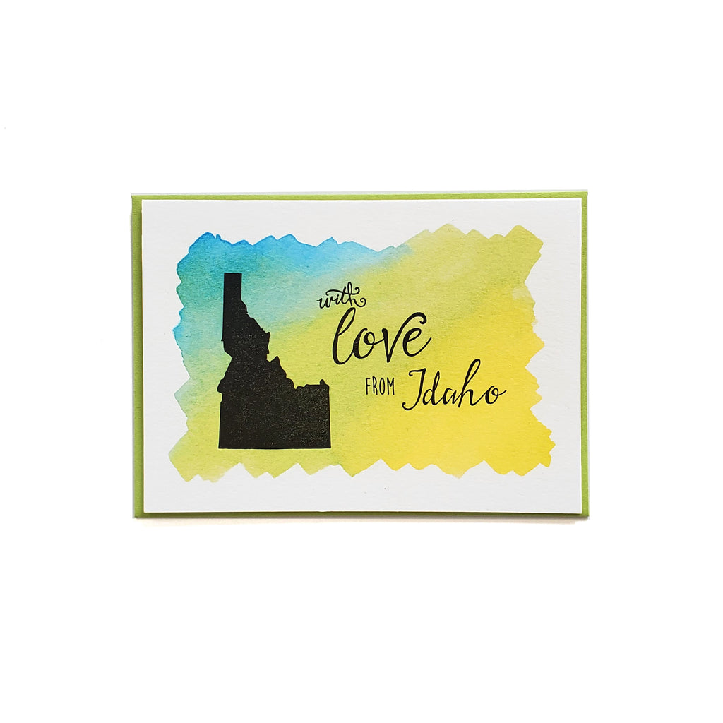 With love from Idaho card, letterpress printed eco friendly