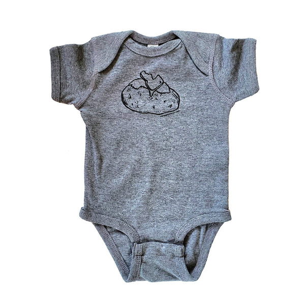 Idaho Spud Onesie, eco-friendly waterbased inks