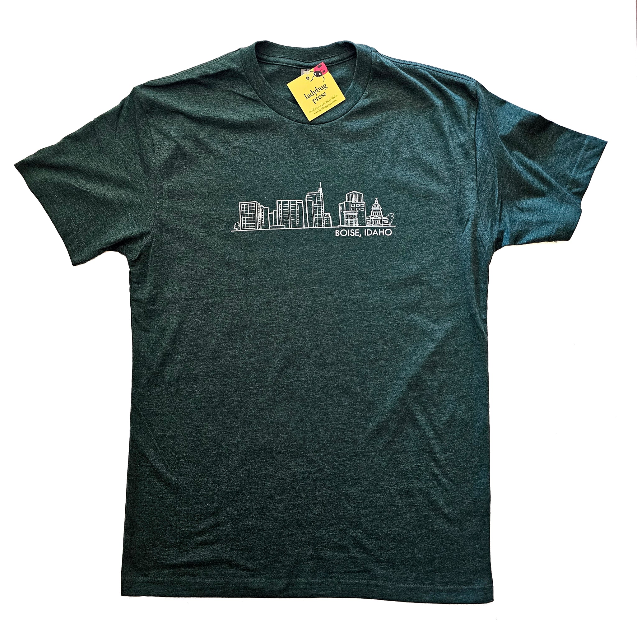 Boise Skyline Tshirt, eco-friendly waterbased inks