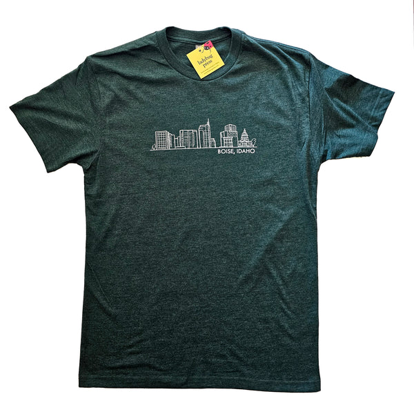 Boise Skyline Tshirt, eco-friendly waterbased inks