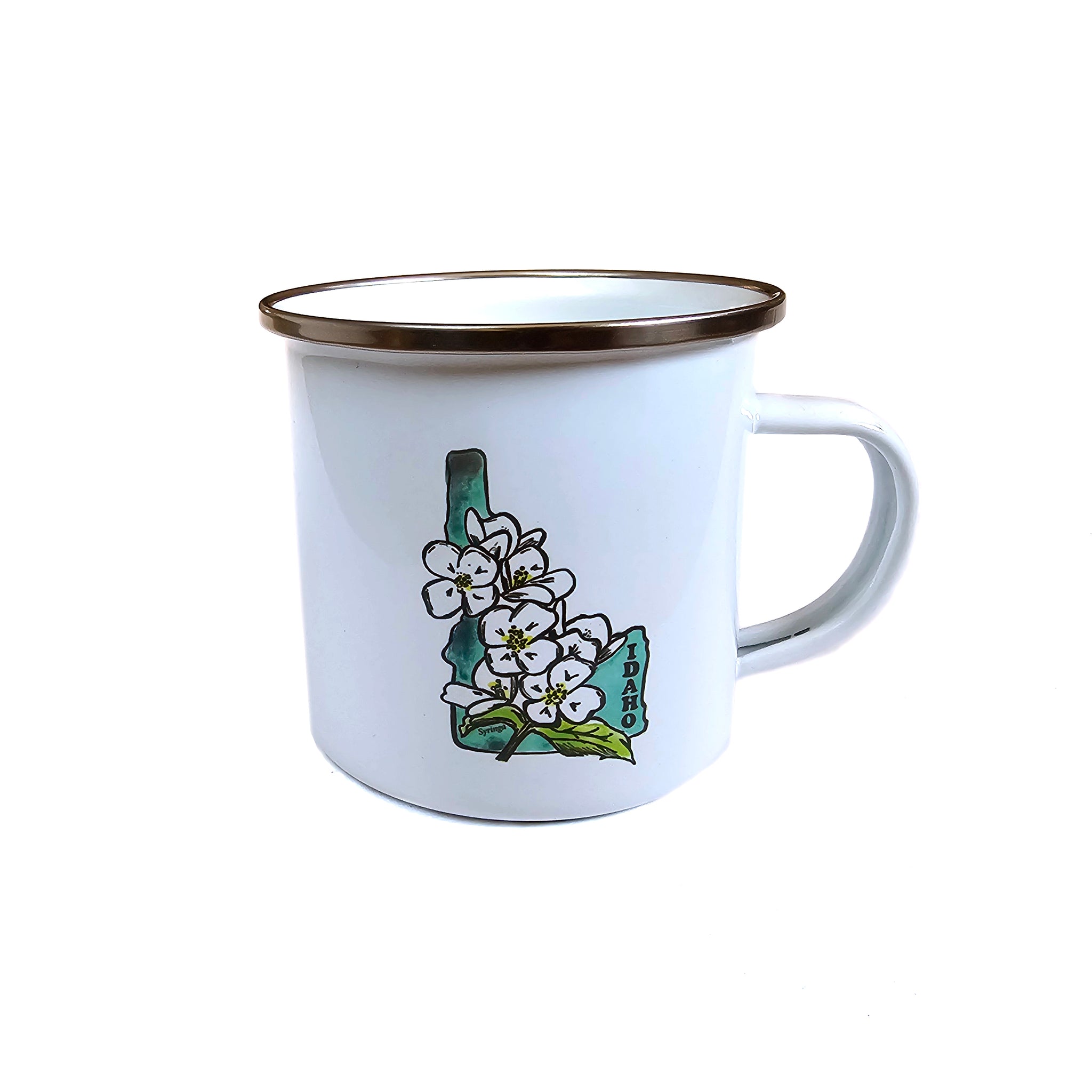 Syringa, Idaho’s State Flower Enamel Mug