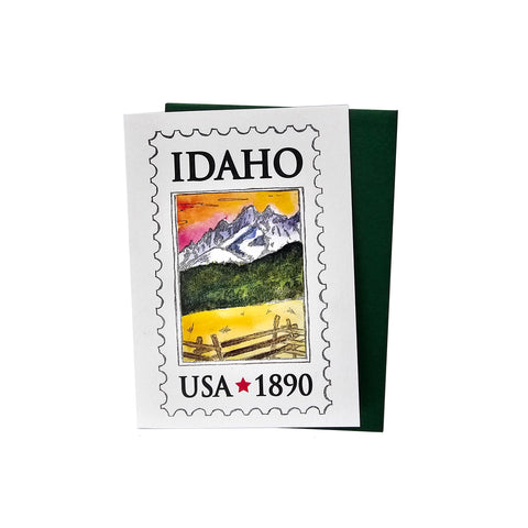Idaho "Postage" Stamp Letterpress Printed Greeting Card