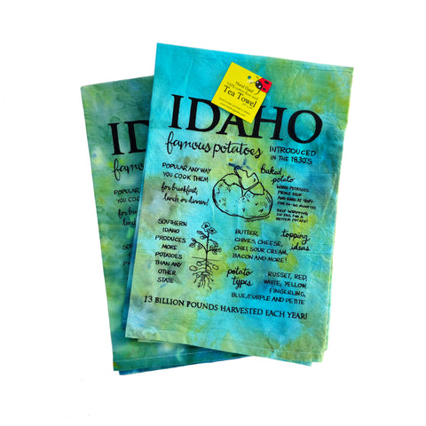 Dyed Famous Idaho Potatoes Tea Towel, flour sack towel