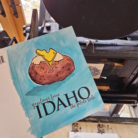 Greetings From Idaho, Potato Greeting Card, Letterpress Eco Friendly