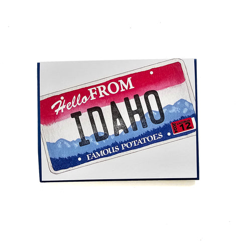 Hello From Idaho License Plate Greeting Card, Letterpress Eco Friendly
