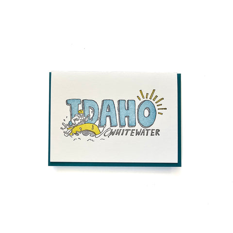 Idaho Whitewater Rafting, Letterpress Printed Greeting Card, Eco-friendly Ink