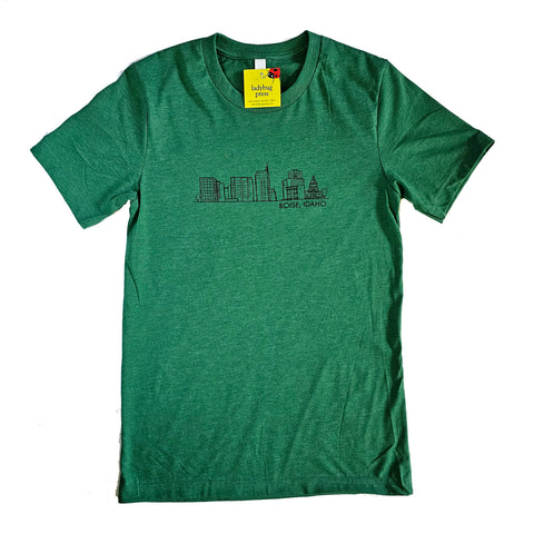 Boise Skyline T-shirt, eco-friendly waterbased inks