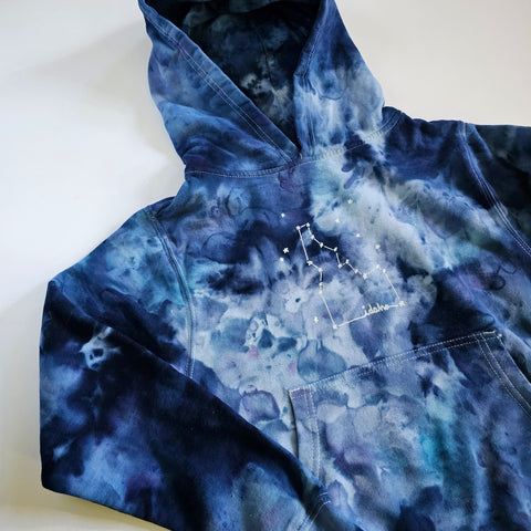 Youth Ice Dyed Idaho Constellation Hoodie, screen printed Sweatshirt with eco-friendly waterbased inks