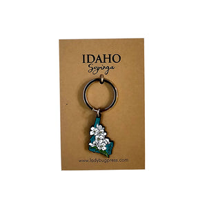 Idaho Syringa, Idaho’s State Flower Enamel Keychain